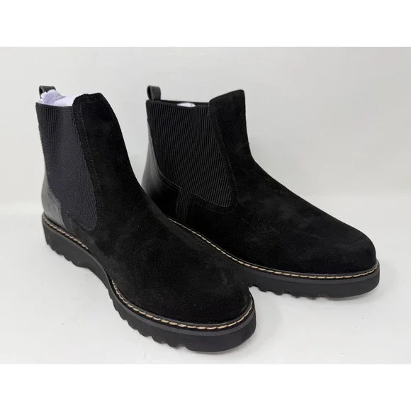 Donald Pliner 7.5M Cutecs Black Calf Suede Leather Chelsea Lug‎ Sole Boots