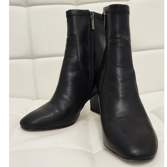 Abercrombie & Fitch Black Vegan Leather Boots Block Heel Womens 9