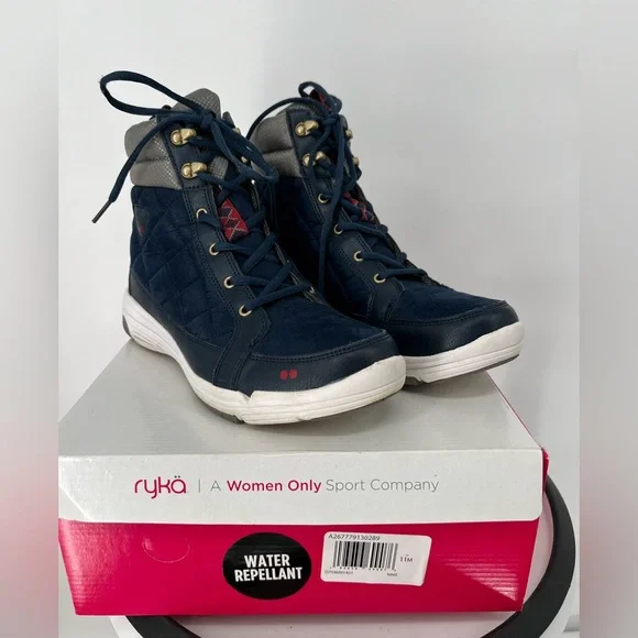 Ryka Aurora women's quilted high-top‎ sneaker boots in navy blue