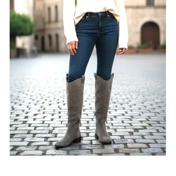 Womans Suede Knee High Boots Riding Boot LOUISE ET CIE GY Size 7.5 ‎ Grey/Brown