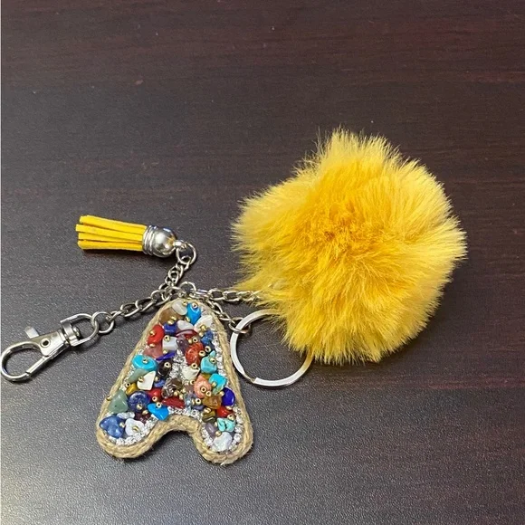 Purse charm Keychain beaded Letter A Charm