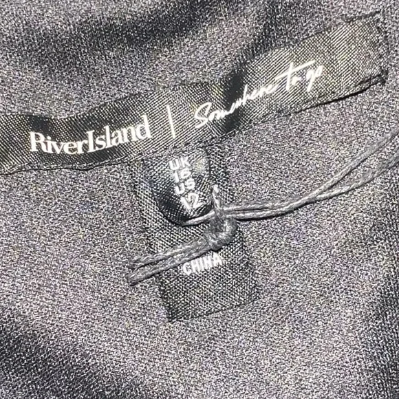 River Island Black Faux Leather A-Line Midi Dress Size 12 — Square Neck
