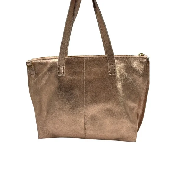 GIGI New York Metallic Rose Gold Leather Tote Crossbody Bag Gold Hardware EUC