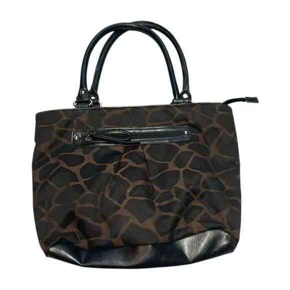 Nine & Co by Nine West Womens Brown Black Leopard Double Handle Handbag Tote Bag