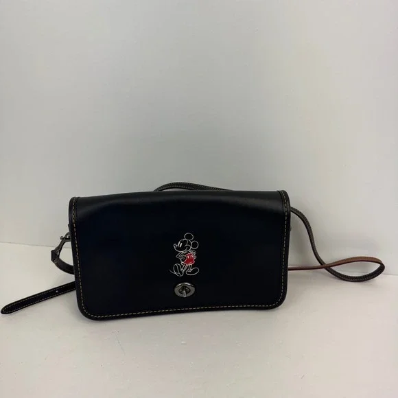 Disney x Coach Mickey Mouse Black Leather Crossbody Bag F59374 Limited Edition