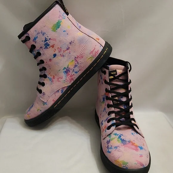Dr. Martens Sheridan Confetti Suede Casual Rainbow Boots (W Size 8)