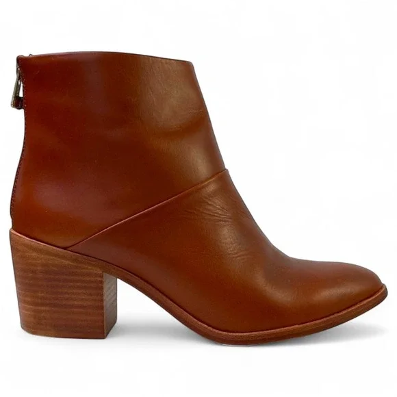 Nisolo Dari Back Zip Stacked Heel Ankle Boot Nutmeg Size‎ 10