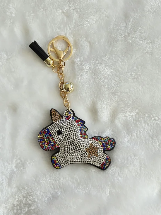 Sparkling Unicorn Keychain Bag Charm - Multicolor Bag Charm