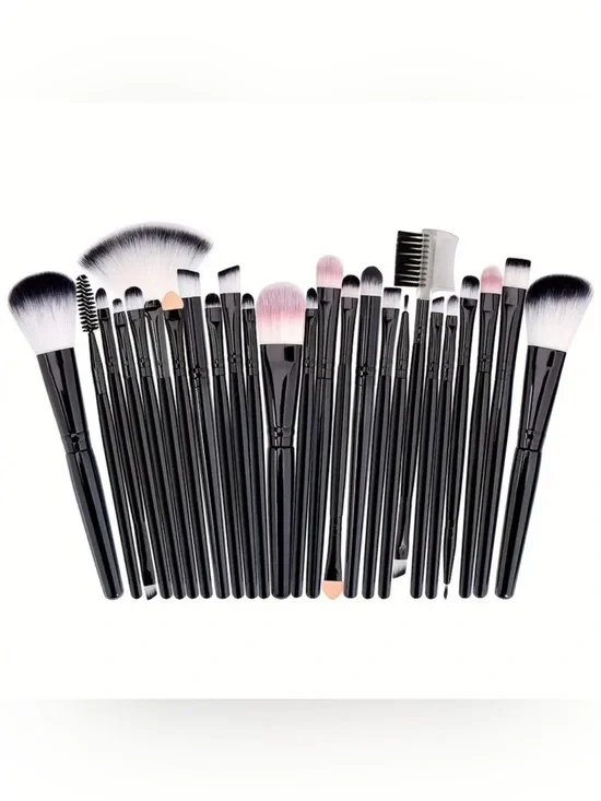 25-Piece Black Makeup Brush Set for Women