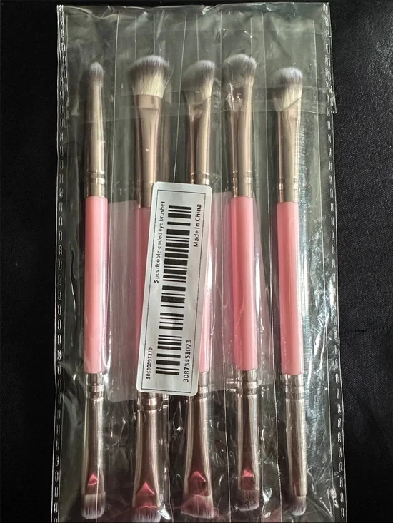 5 Piece Pink Dual-Ended Makeup Brush Set