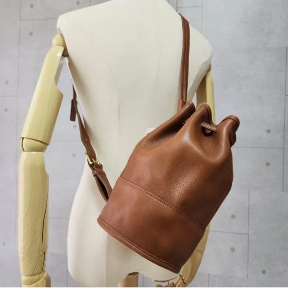 Vintage Old COACH 9984 Drawstring Shoulder Bag -Brown Leather