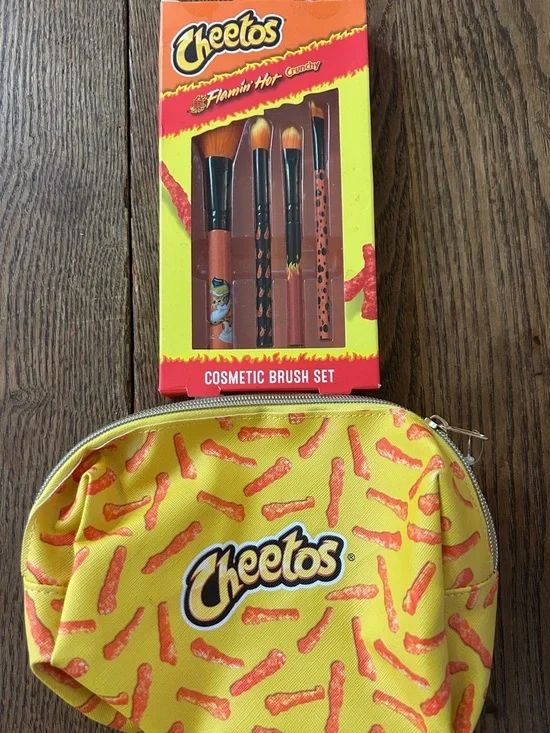 Flamin' Hot Cosmetic Brush Set -Cosmetics Bag ain’t easy being cheesy 🧀