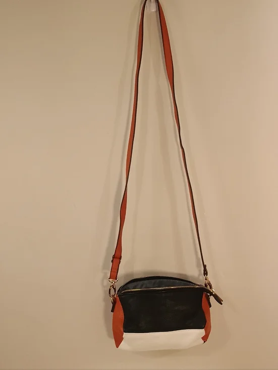 Poverty Flats Y2K Style Color Block White & Brown Mini Crossbody Bag