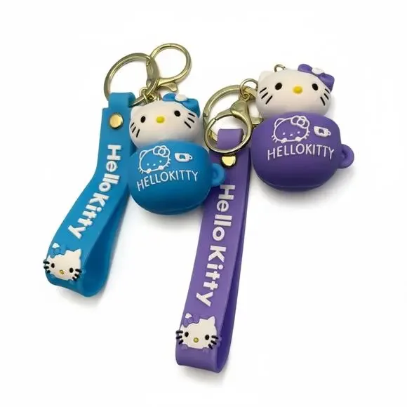 Hello Kitty in a teacup Keychains 2 Pcs - Blue and Purple