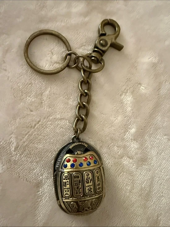 Antique Brass Egyptian Hieroglyph Keychain