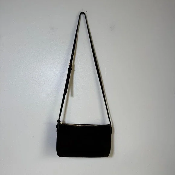 Madewell Simple Pouch Suede Minimalist Crossbody Bag Small Chocolate Brown