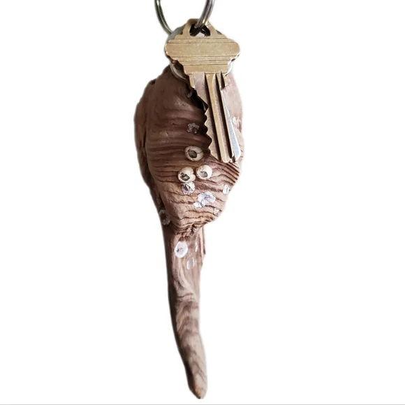 Driftwood with Barnacles Split Ring Keychain Accessory Length 5