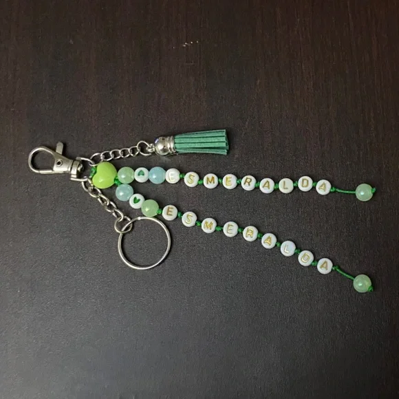 Keychain beaded charm with personalized Name Esmeralda