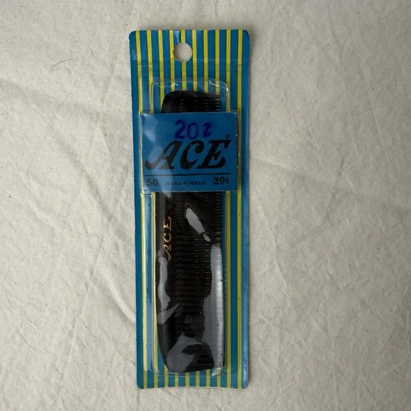 Vintage Ace Hard Rubber Comb‎ AA063 AA058 Black NOS Sealed 5