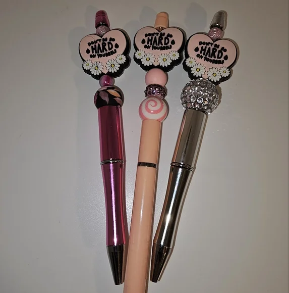 'Dont Be Hard On Yourself' Beaded Pen. Select 1