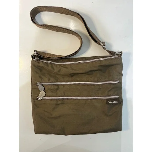 Baggallini Crossbody‎ Bag Travel Purse Lightweight Shoulder Bag Olive Green