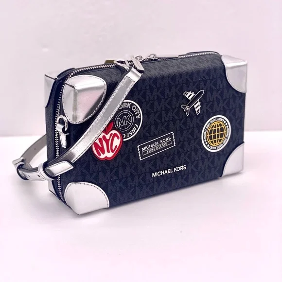 Michael Kors Jeanie Small Embellished Signature Logo Crossbody Bag Black