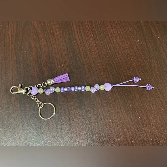 Keychain beaded purse charm with personalized Name kira