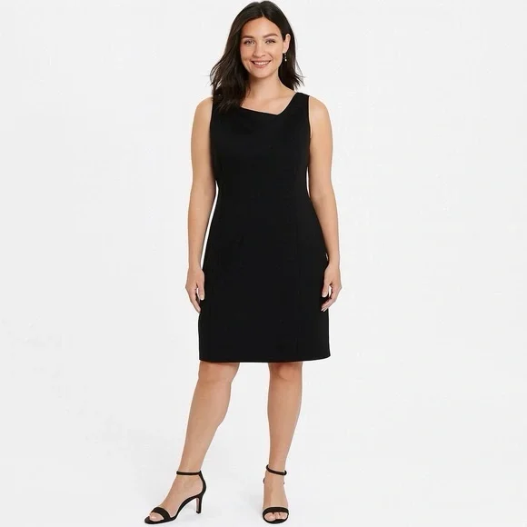 NWT Eileen Fisher Black Sleeveless‎ Sheath Dress Minimalist Classic Workwear 20W