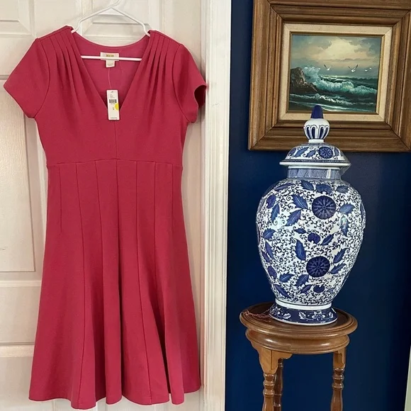 NWT Women’s by Anthropologie Lincoln Center Pink Fit & Flare Dress Size Medium