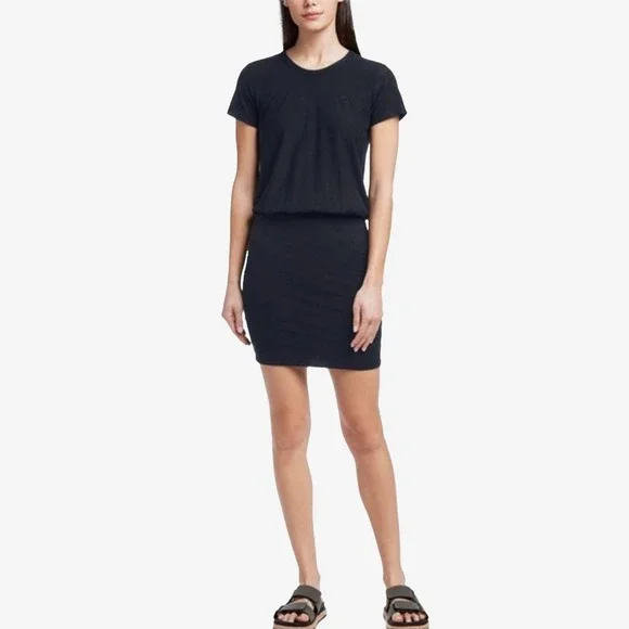James Perse Blouson T-Shirt Dress Size XL Black Cotton Blend