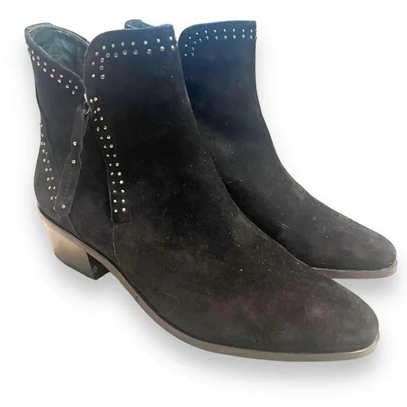 Hassia Toledo Ankle Boots Black Suede Silver Stud‎ Zip Premium Comfort Size 7W
