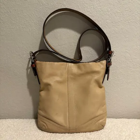 COACH N L0782-F10938 Leather Handbags Crossbody Tan w/Hazelnut Leather Strap