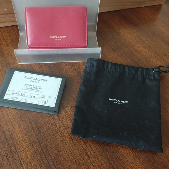 Saint Laurent Pink Leather Card & Key Holder