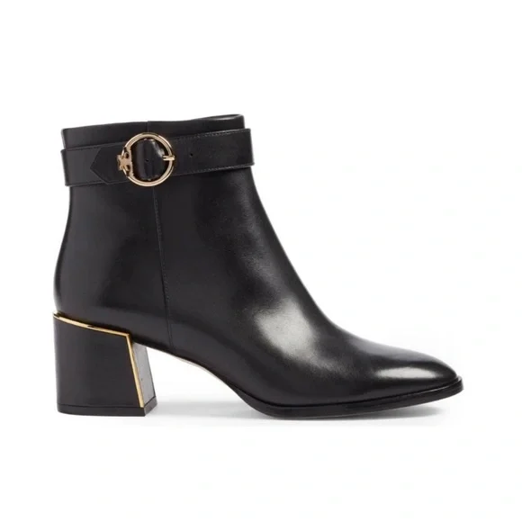 Tory Burch Sophia Bootie 9.5 Black Leather Gold Hardware Rare