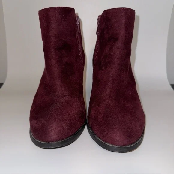 Charlotte Russe Deep Red Suede Ankle Boots