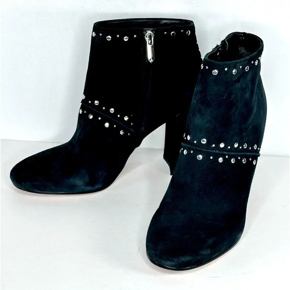 Sam Edelman Chandler Ankle Boots Black Suede Studded Inside‎ Zip Trendy Sz 9