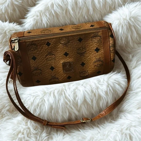 MCM Visetos Barrel Crossbody Bag