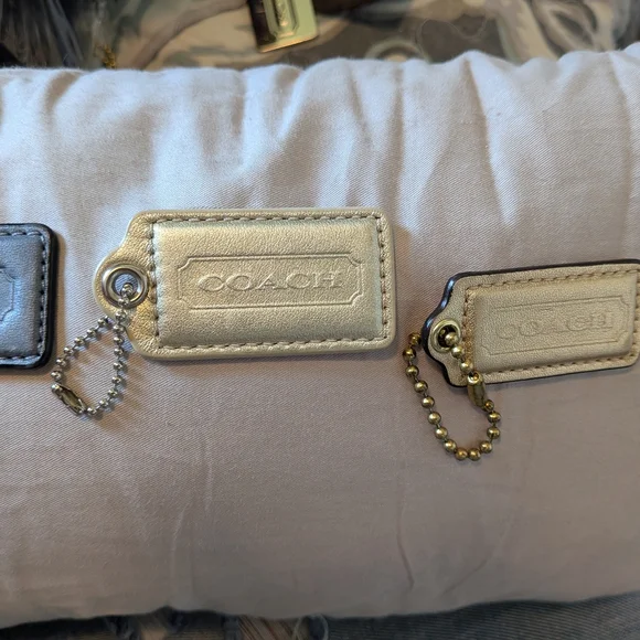 Coach Metallic Gold Leather Bag‎ Tag Duo