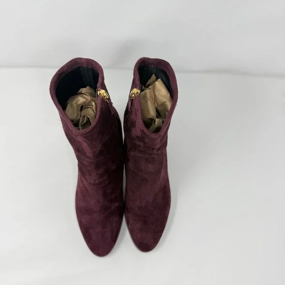 NWT‎ LK Bennett Kayla Burgundy Suede Ankle Boots Made in Italy Block Heel 8.5