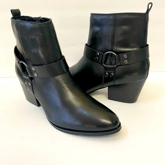 NWT House of Harlow 1960 Portia Biker Black Leather Boots Sz 8.5