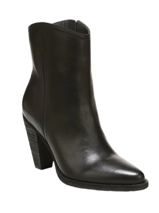 NEW Zodiac Darrah Leather Western Pointed Toe Cone Heel Booties Black Size 8.5