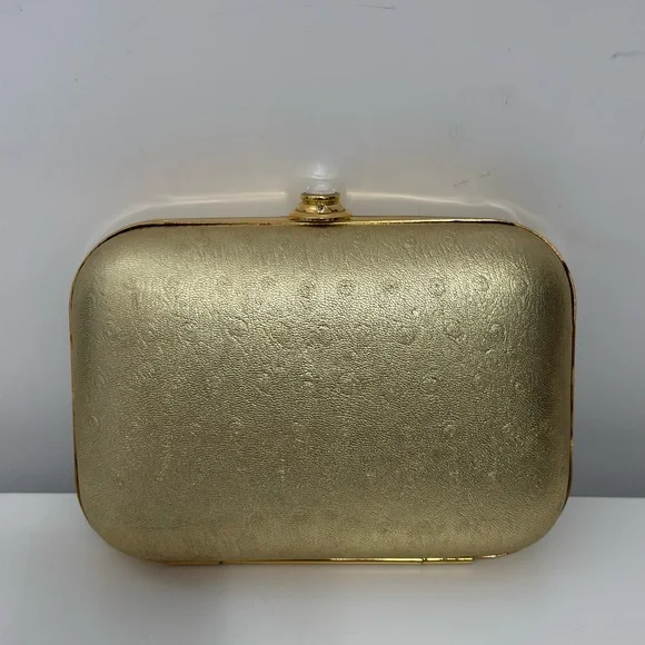 Metallic Gold Colored Evening Clutch Crossbody For lipstick Keys compact Mirror