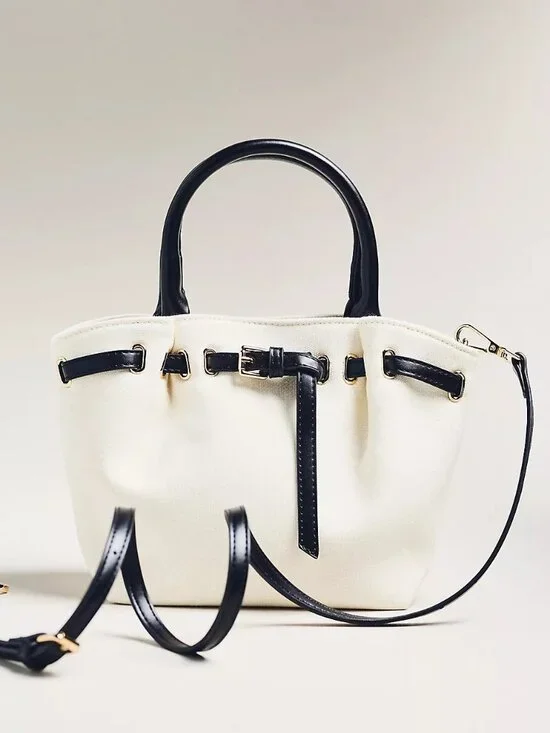 Anthropologie Mini Canvas Belted Tote