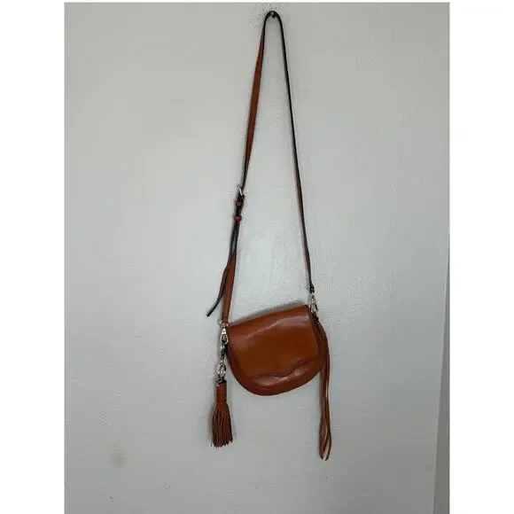 Rebecca Minkoff Brown Leather Small Crossbody Bag Fringed Zipper Purse