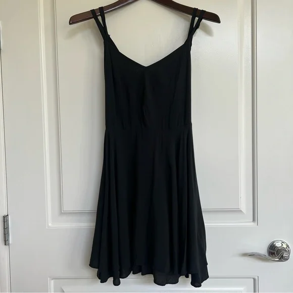 UO Women’s Kimchi Blue Fit and Flare Strappy Back Black Mini Cocktail Dress