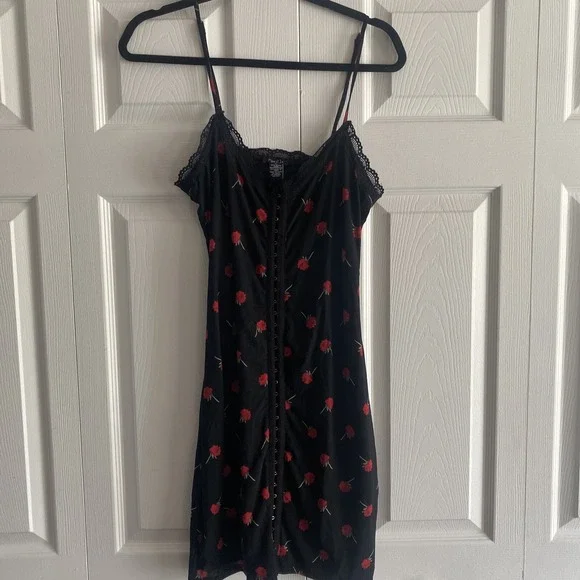 Y2k‎ Women's Medium Fairy Grunge 90s Rose Bodycon Full Clasp Dress Roses Party