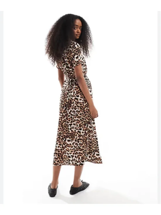 Women's ASOS Leopard Print Maxi Summer Dress Size 4 Brown and Black