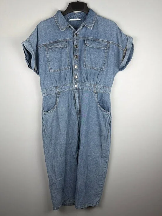 Given Kale Denim Dress Women XL Blue Casual Collar Shirt Midi Maxi Travel Basic