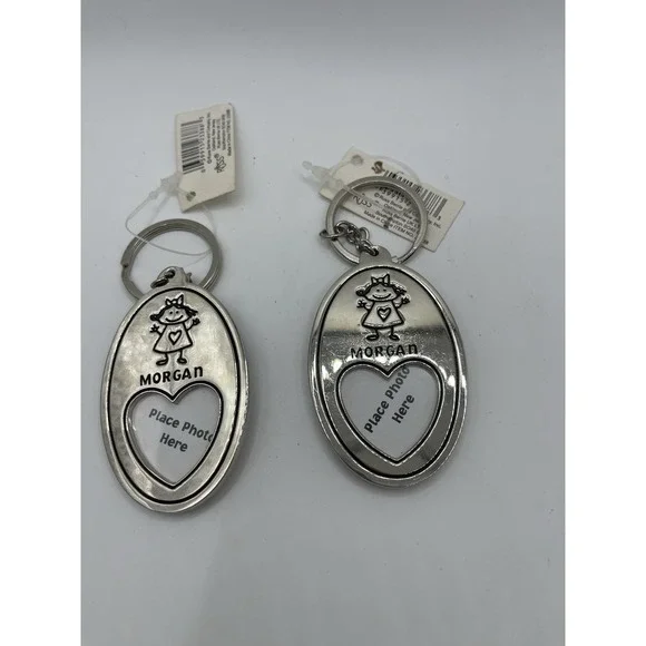 Russ Personalized Photo Keyring Morgan Silver Metal Key Chain Ring Set Of 2