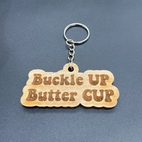 Item 645 Wooden Butter Up Butter Cup Keychain